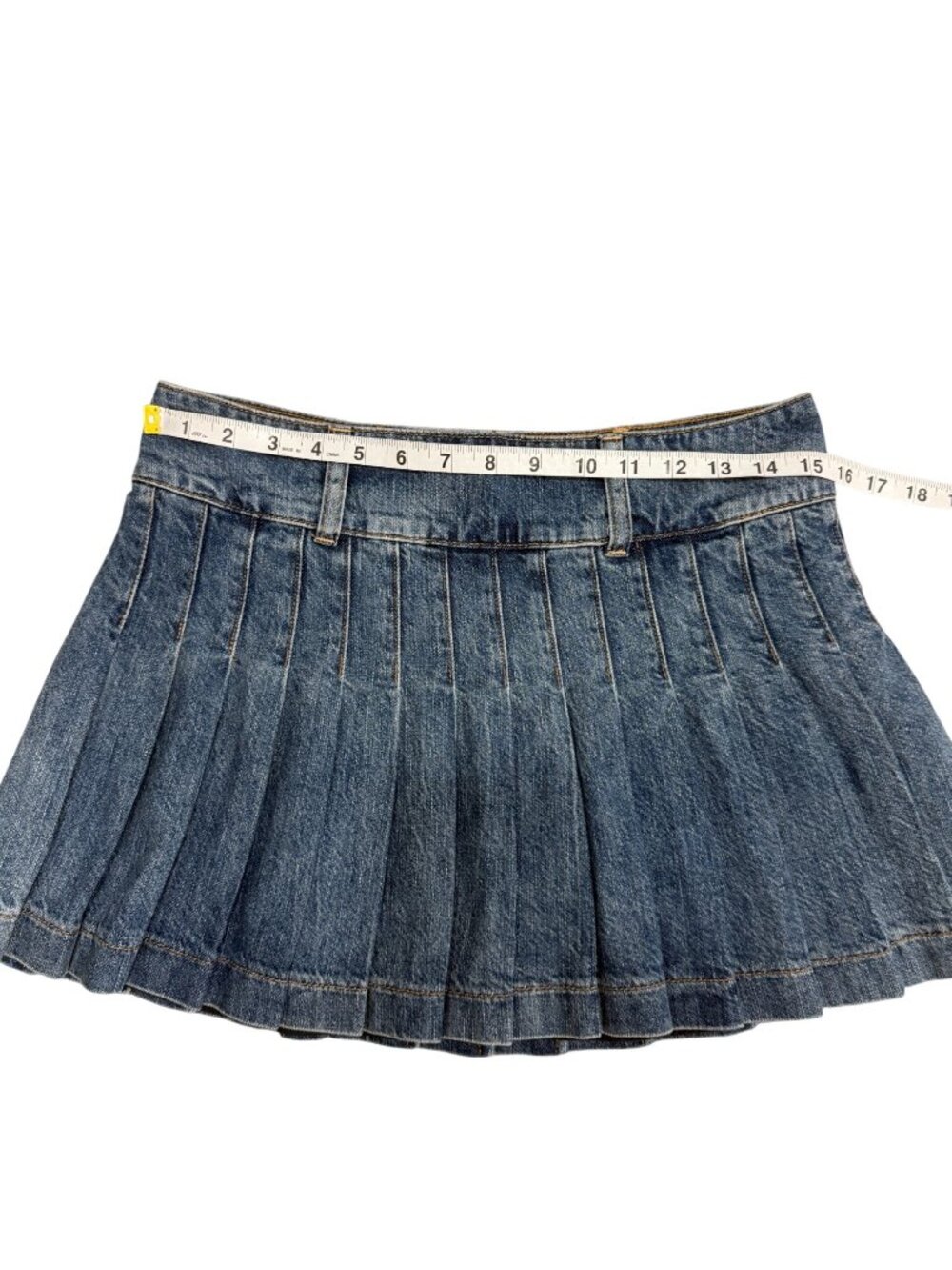Alice + Olivia Jeans Womens Size 27 Pleated Denim Mini Skirt Blue Denim - Picture 5 of 7